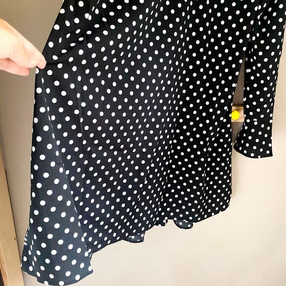 ASOS Maternity Long Sleeve Black + White Spotted Shirt Dress w/ Trumpet Sleeves - Picture 4 of 10